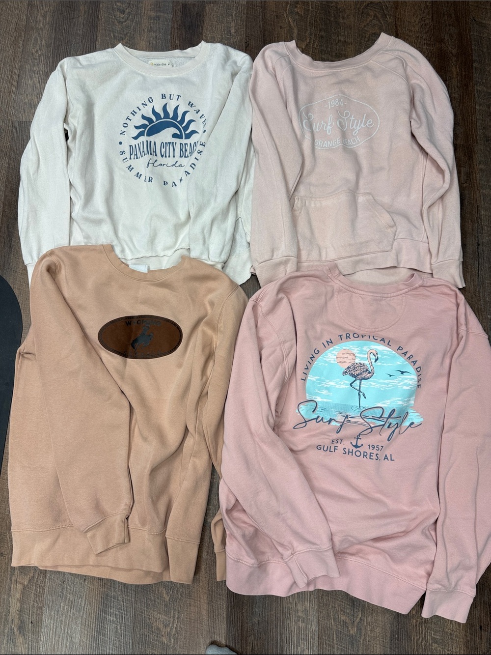 Women’s Crewneck Sweatshirt - Pink/Cream/Brown Mix